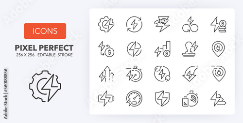 energy management line icons 256 x 256
