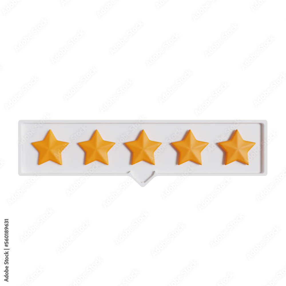 Five Stars Feedback 3d illustration rendering Five Stars Feedback 3d illustration rendering