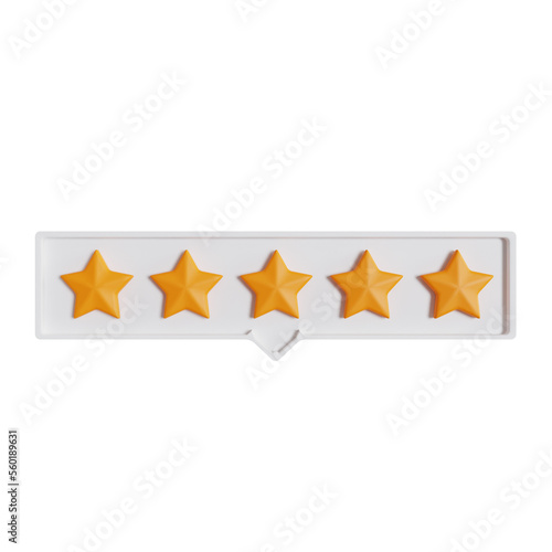 Five Stars Feedback 3d illustration rendering