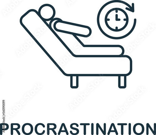 Procrastination icon. Monochrome simple Human Productivity icon for templates, web design and infographics