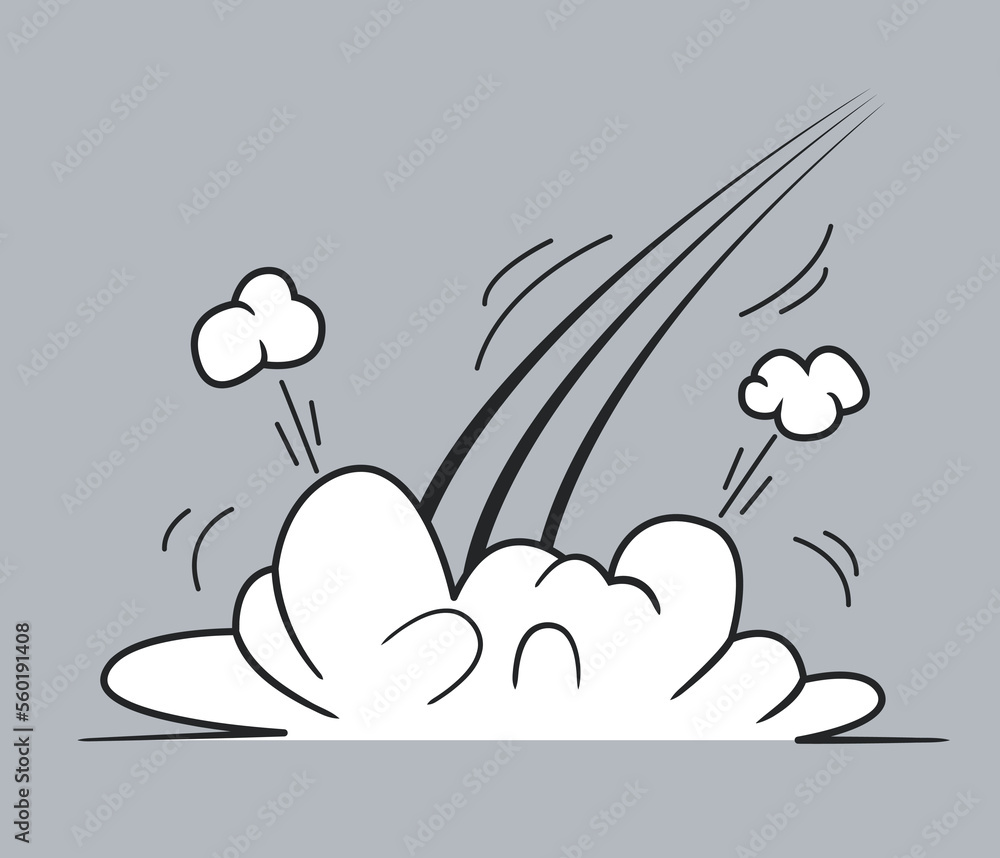 Bomb explosion effect with white dust clouds and motion trail isolated. Vector illustration in comic cartoon design Bomb explosion effect with white dust clouds and motion trail isolated. Vector illustration in comic cartoon design