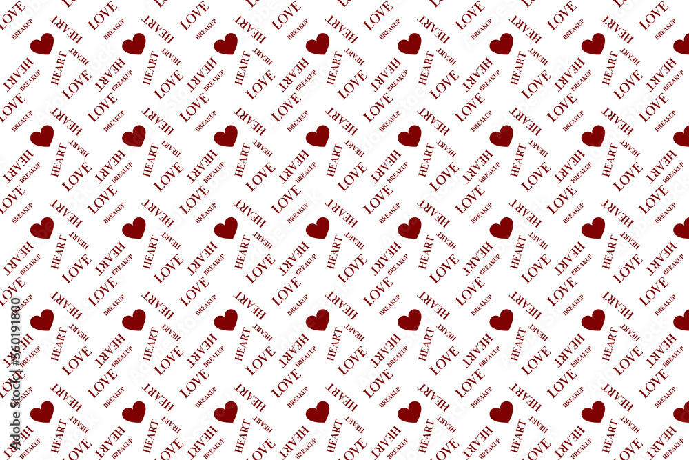 Abstract seamless pattern with red hearts and letter Abstract seamless pattern with red hearts and letter