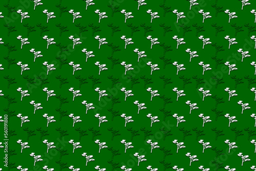 Abstract tree seamless pattern with green background
