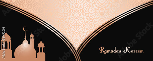 Ramadan Mubarak background design, colorful greeting banner with header or Banner Design.