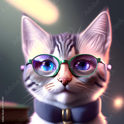 Wallpaper Mural portrait of big eyes cute sexy kitten wearing sunglasses Generative AI Torontodigital.ca