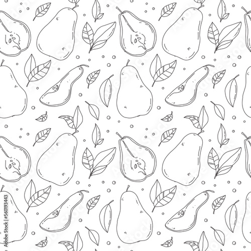 seamless pattern with pears line. vector hand drawn background