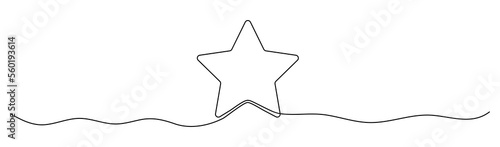 Star continuous line drawing. Vector illustration isolated on white.