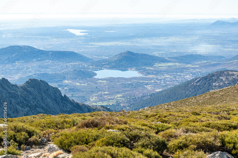 Naklejka premium view of the mountains of the sierra de guadarrama in madrid on the way up to the communications station called ball of the world