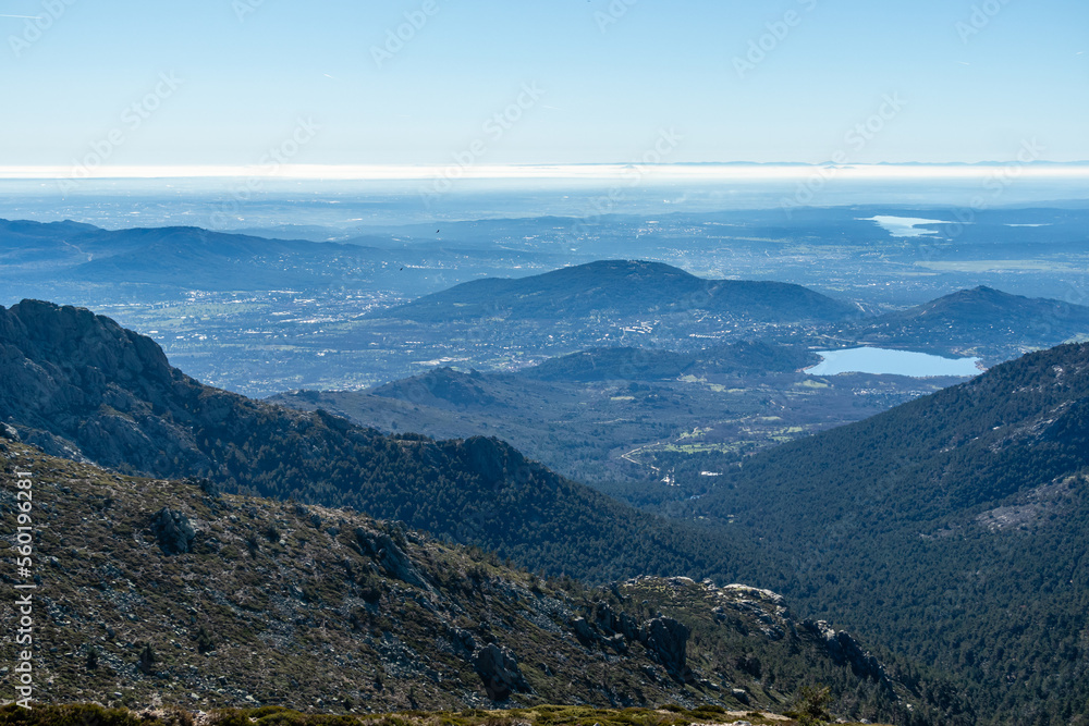 view of the mountains of the sierra de guadarrama in madrid on the way up to the communications station called ball of the world