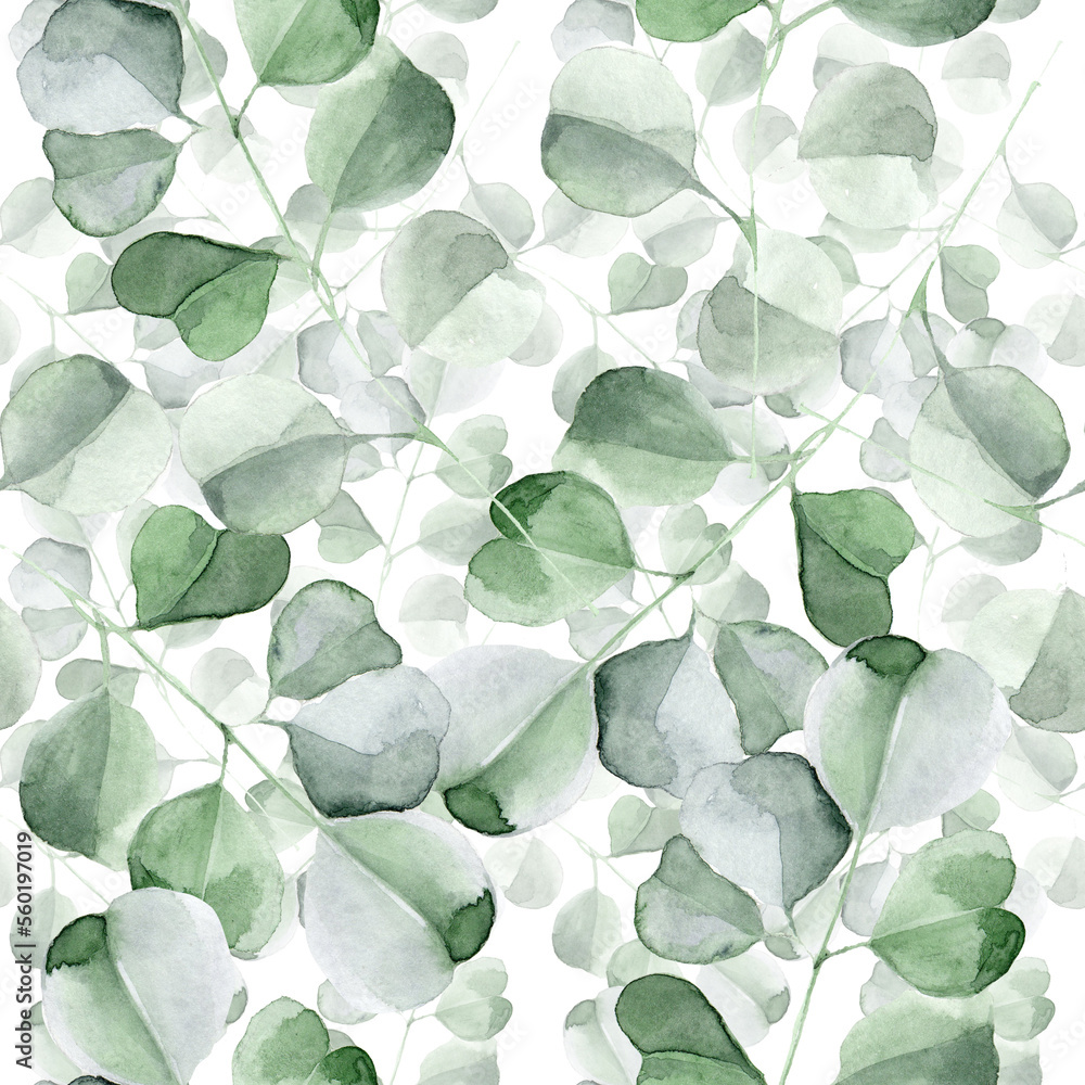 Watercolor green leaves in a seamless pattern. Can be used as fabric, wallpaper, wrap.
Watercolor green leaves in a seamless pattern. Can be used as fabric, wallpaper, wrap.