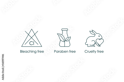 bleaching free, paraben free, cruelty free icon et vector illustration 