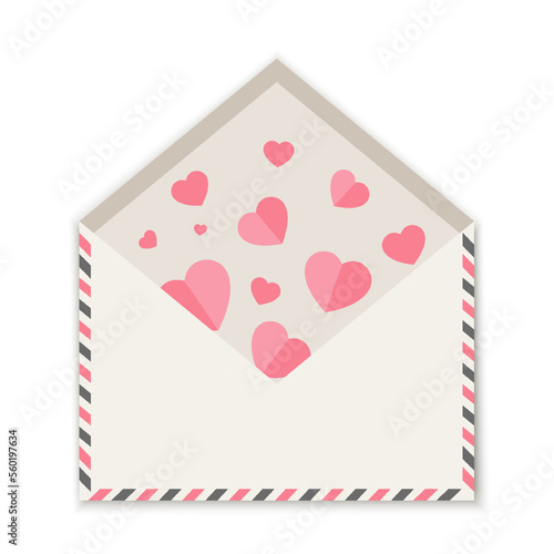 Envelope with few flying Hearts. Vector illustration