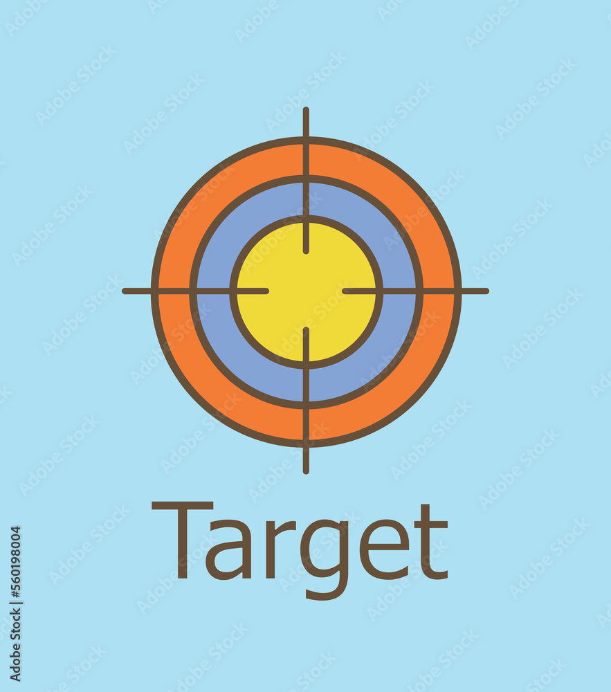 Target line icon. Modern methods of marketing and promotion on Internet. Graphic element for website. Goal setting and vision for future. Stages of brand building. Cartoon flat vector illustration Target line icon. Modern methods of marketing and promotion on Internet. Graphic element for website. Goal setting and vision for future. Stages of brand building. Cartoon flat vector illustration