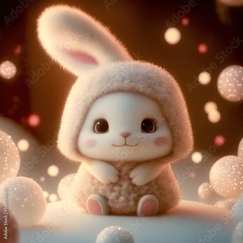The Cute Baby rabbit.Generative AI © Rudsaphon