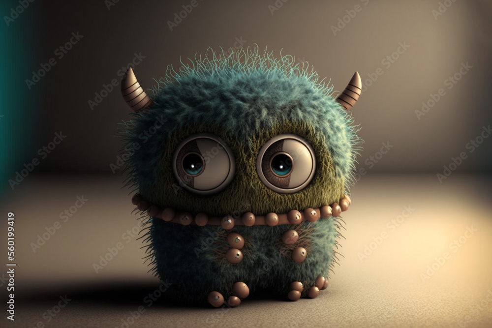 Fototapeta premium Funny little monster mascot, digital illustration