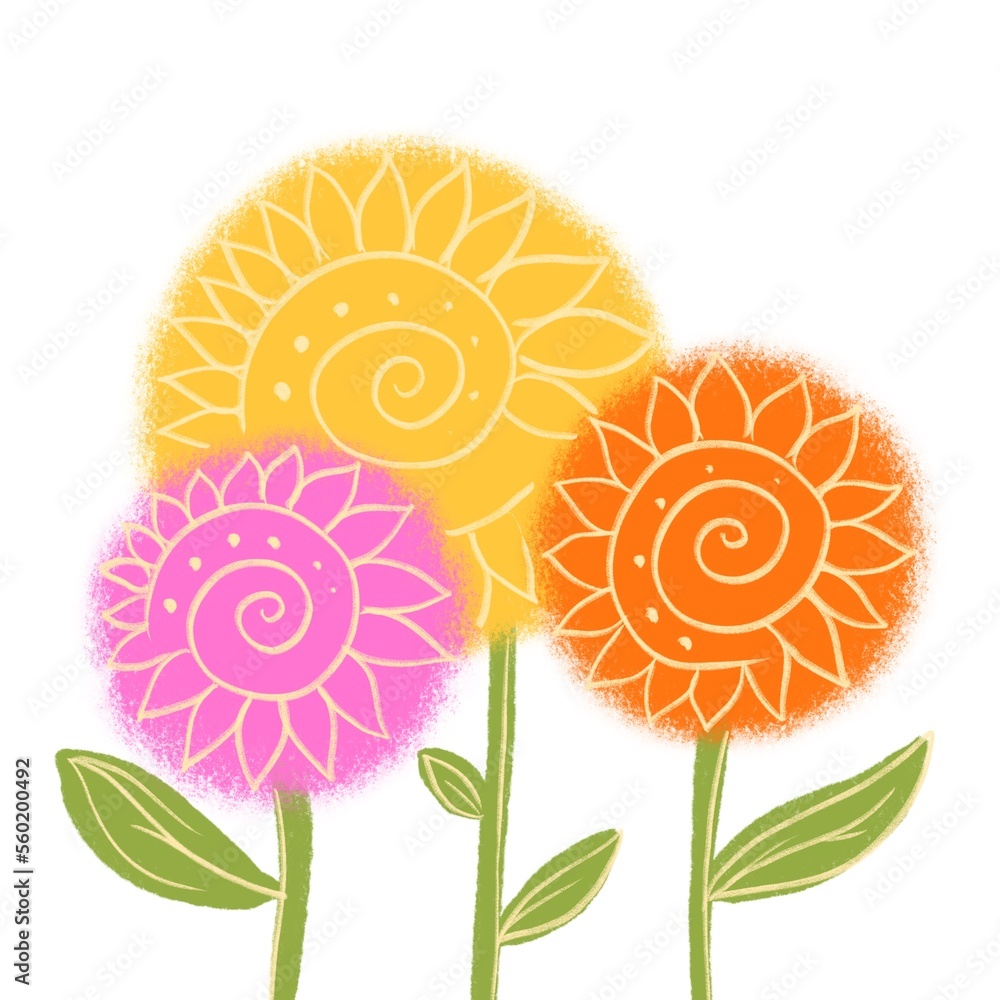 Cartoon simple flowers on a white background
Cartoon simple flowers on a white background