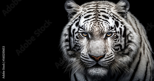 Print op canvas Menacing stare of a white bengal tiger