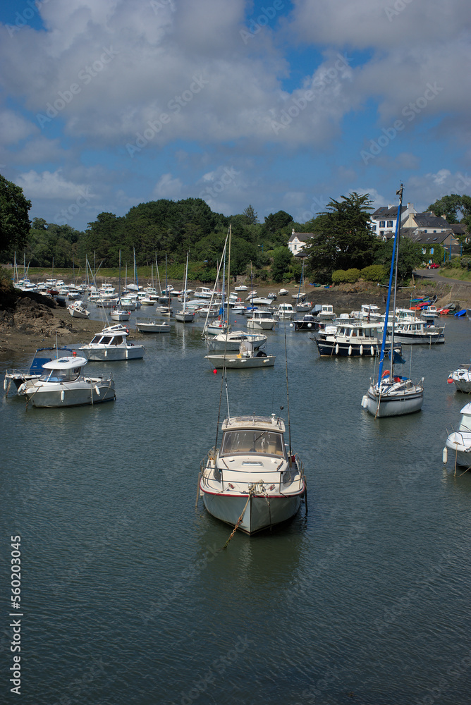 view of the port of Doelan, Clohar-Carnoet in Finistère in Brittany, France