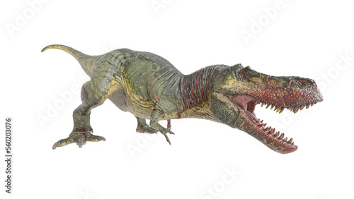 t-rex on blood in white background side view