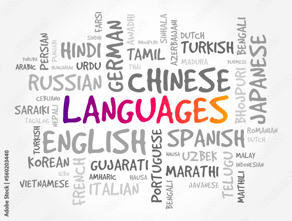 Different Languages of the world, word cloud text concept background Different Languages of the world, word cloud text concept background
