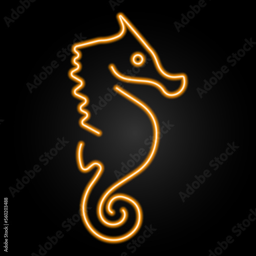 sea       horse neon sign  modern glowing banner design  colorful modern design trends on black background. Vector illustration.