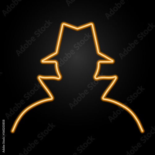 spy neon sign, modern glowing banner design, colorful modern design trends on black background. Vector illustration.