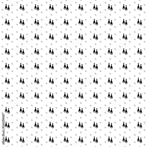 Square seamless background pattern from black earrings symbols are different sizes and opacity. The pattern is evenly filled. Vector illustration on white background
