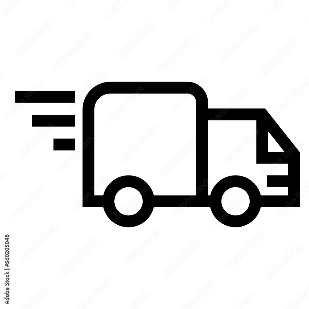 Delivery by transport icon line isolated on white background. Black flat thin icon on modern outline style. Linear symbol and editable stroke. Simple and pixel perfect stroke vector illustration Delivery by transport icon line isolated on white background. Black flat thin icon on modern outline style. Linear symbol and editable stroke. Simple and pixel perfect stroke vector illustration
