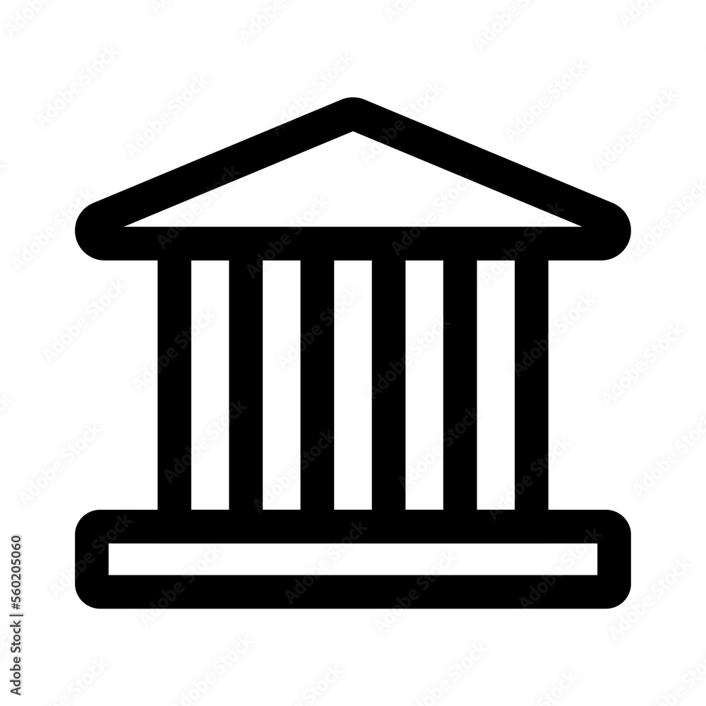 Bank icon line isolated on white background. Black flat thin icon on modern outline style. Linear symbol and editable stroke. Simple and pixel perfect stroke vector illustration Bank icon line isolated on white background. Black flat thin icon on modern outline style. Linear symbol and editable stroke. Simple and pixel perfect stroke vector illustration