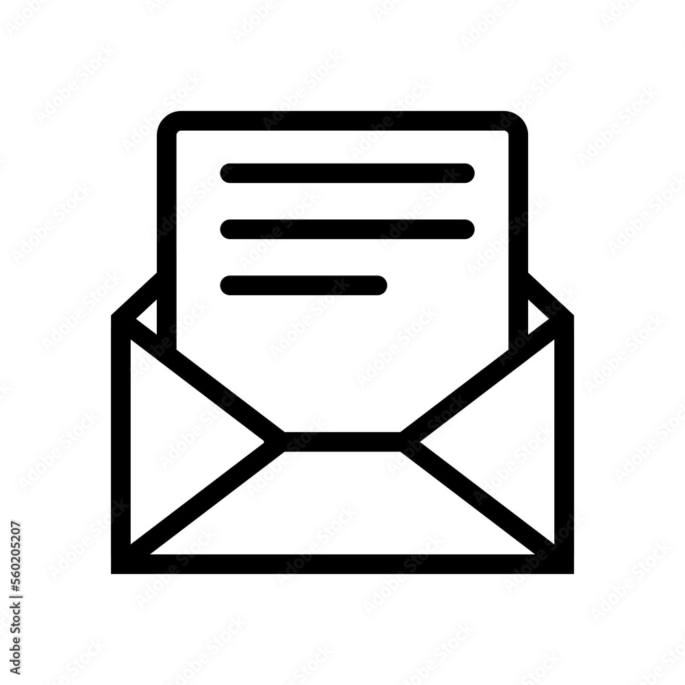 Mail content icon line isolated on white background. Black flat thin icon on modern outline style. Linear symbol and editable stroke. Simple and pixel perfect stroke vector illustration Mail content icon line isolated on white background. Black flat thin icon on modern outline style. Linear symbol and editable stroke. Simple and pixel perfect stroke vector illustration