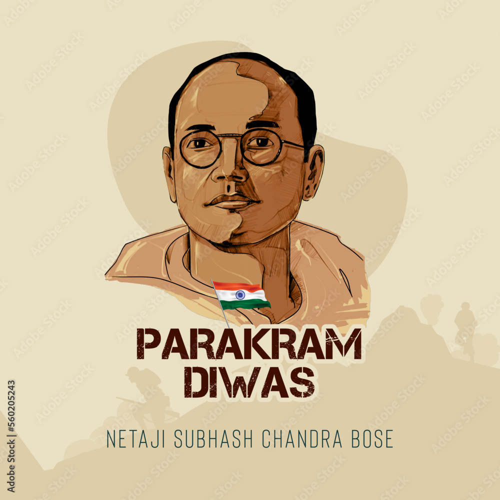 Indian freedom fighter Netaji Subhash Chandra Bose Vector art for
