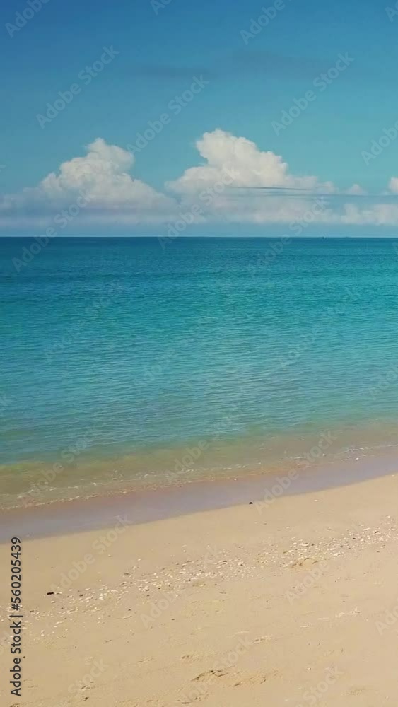 Aerial video of beauty deserted beach and calm sea in Thailand. Vertical video Aerial video of beauty deserted beach and calm sea in Thailand. Vertical video
