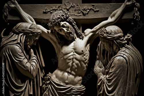 Fotografia Jesus's death on the cross on Good Friday. Generative AI