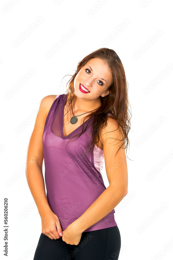 Brunette Yoga Fitness Model Exercises In A Studio Environment Brunette Yoga Fitness Model Exercises In A Studio Environment