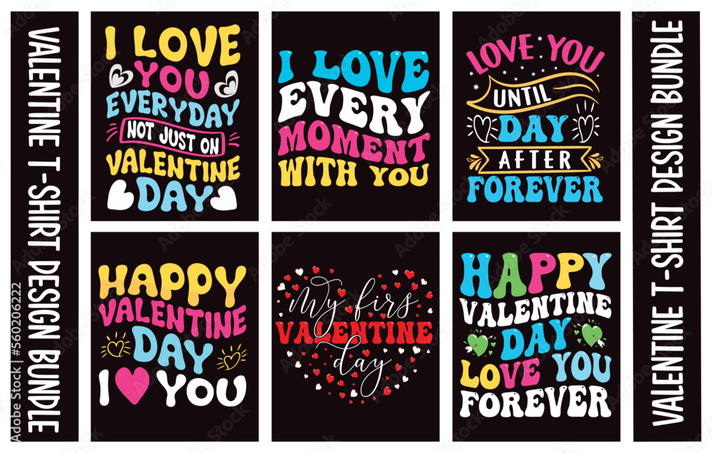 Valentines Typography  T-shirt Design Bundle.