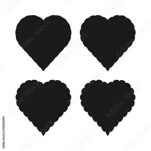 Scallop Edge Love Heart Icon Set