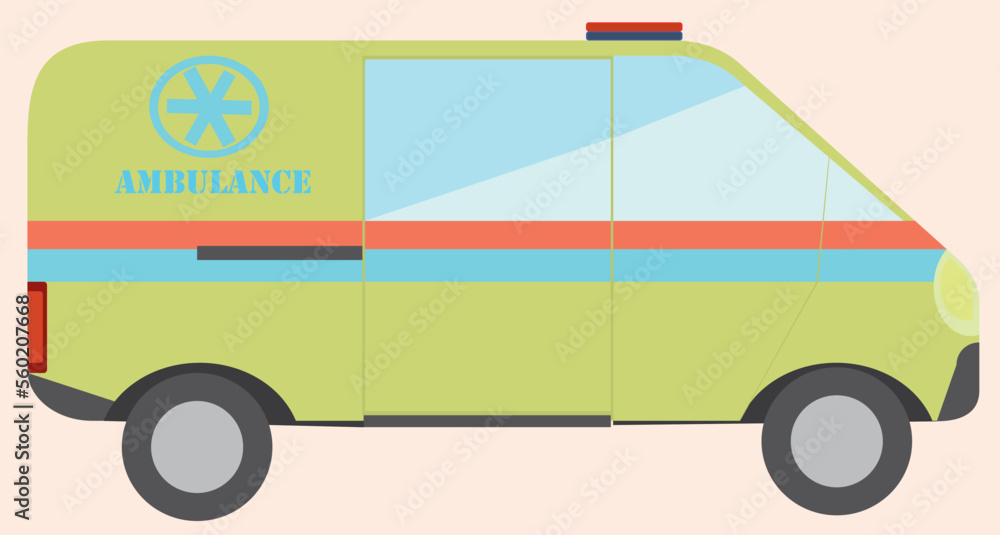 yellow ambulance with blue-red flashing lights yellow ambulance with blue-red flashing lights