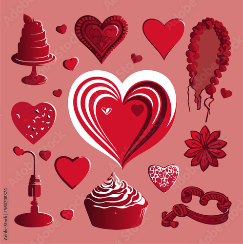 set of valentine hearts