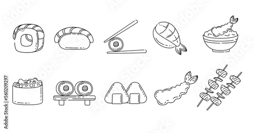 Japanese set of food vector illustration isolated on white background