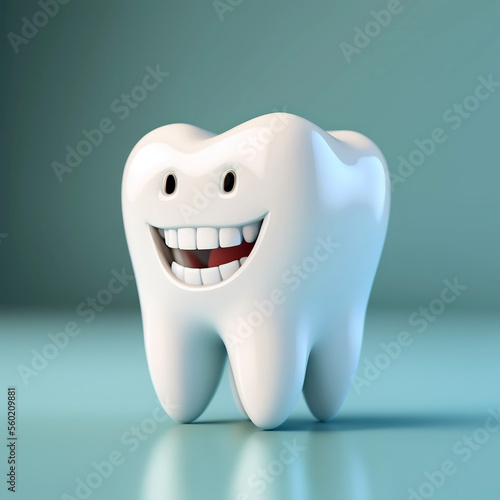 Happy white tooth -generative AI