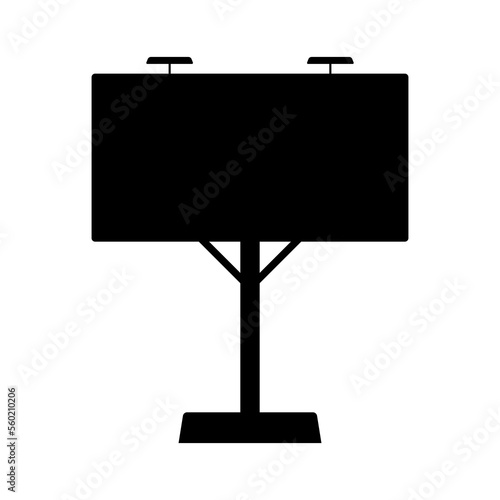 Big road billboard icon. Black silhouette. Horizontal front view. Vector simple flat graphic illustration. Isolated object on a white background. Isolate.