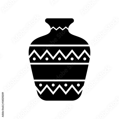 Decorative vase icon. Black silhouette. Front side view. Vector simple flat graphic illustration. Isolated object on a white background. Isolate.