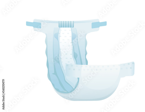 Baby absorbent diaper with velcro hygiene comfortable care vector illustration isolated on white background