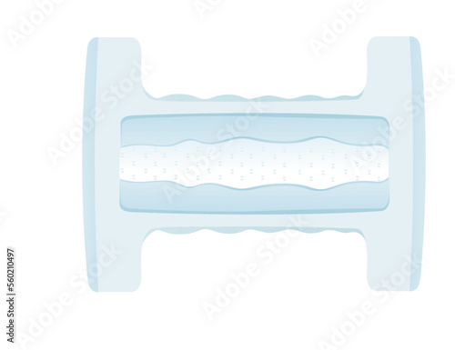 Baby absorbent diaper with velcro hygiene comfortable care vector illustration isolated on white background
