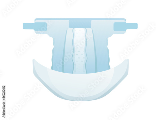 Baby absorbent diaper with velcro hygiene comfortable care vector illustration isolated on white background