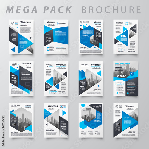 Mega pack Brochure design template flyer set, abstract business brochure size A4 template, creative cover, trend brochure set