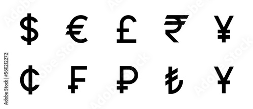 Currencies icons set, 32x32 Pixel Perfect, Linear
