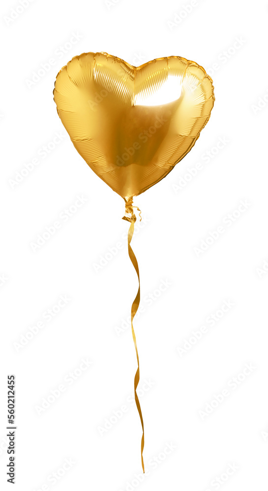 Golden heart shaped air balloon - obrazy, fototapety, plakaty 