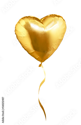 Print op canvas Golden heart shaped air balloon isolated