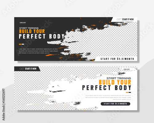 gym training digital  web banner template design